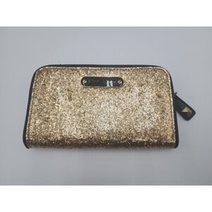 BETSEY JOHNSON GOLD‎ GLITTER SPARKLE WALLET ZIP UP